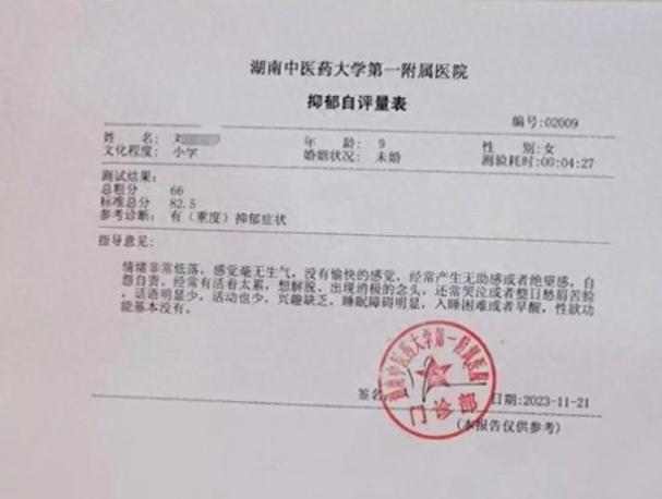 抑郁症电子报告单