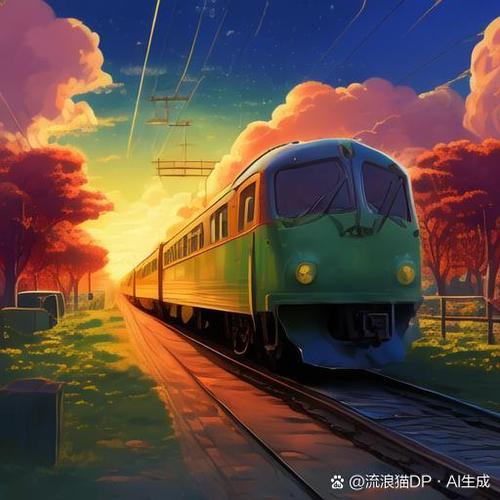 傍晚的铁路火车