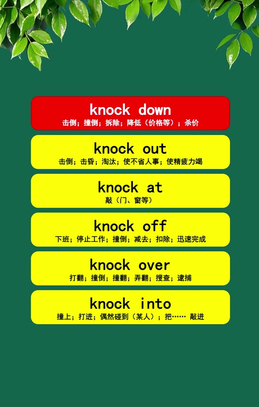 knock的固定搭配