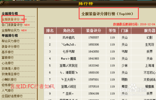 天龙八部全服排行榜