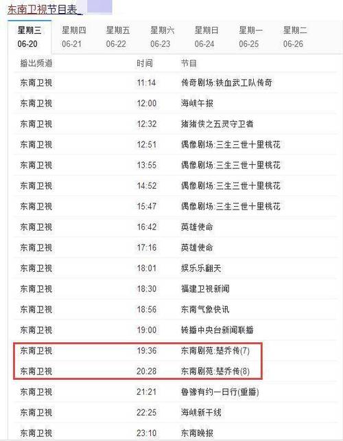 东南卫视节目预告