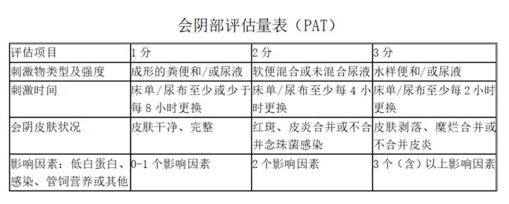 PAT评分失禁性皮炎