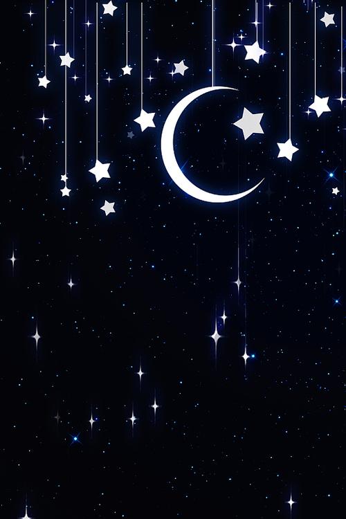 有星星月亮的黑色背景图
