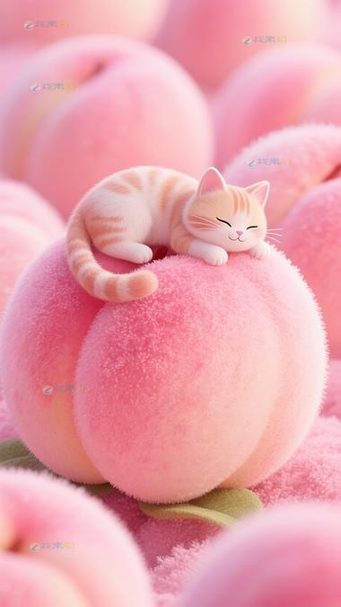 熟睡的小猫咪,桃子移植