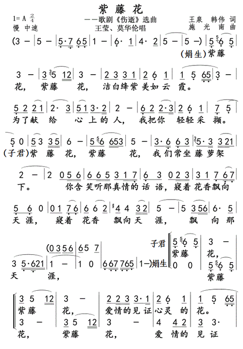 紫藤花歌谱(简谱)