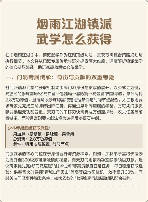 烟雨江湖少林镇派武学怎么学