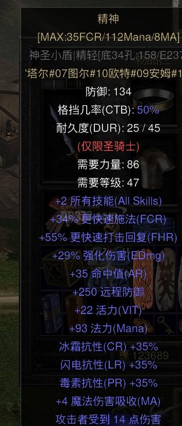 暗黑2 神圣小盾
