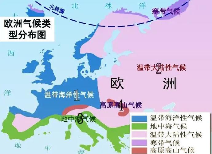 欧洲气候分布图