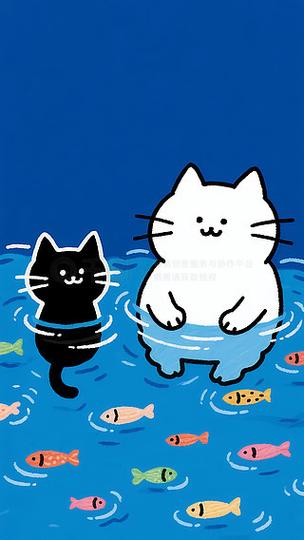 小白猫和小黑猫去钓鱼