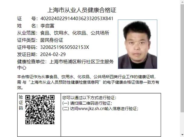 上海市健康证缩略图