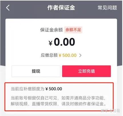 抖音小店保证金缴纳