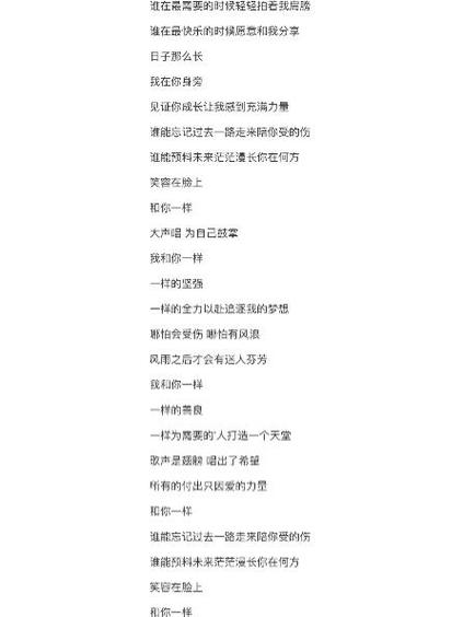 歌词我和你一样