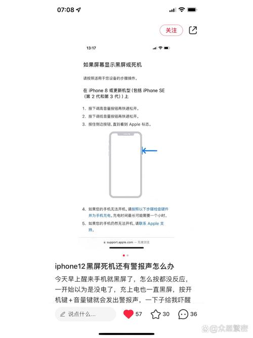 苹果手机黑屏按开机键和音量键报警