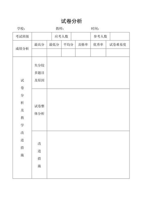 一年级试卷分析万能模板