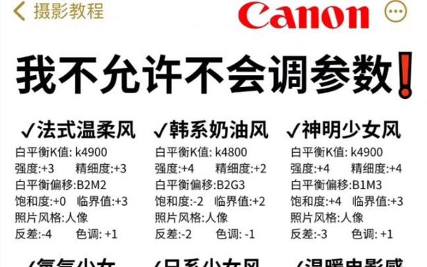 佳能人像设置参数直出