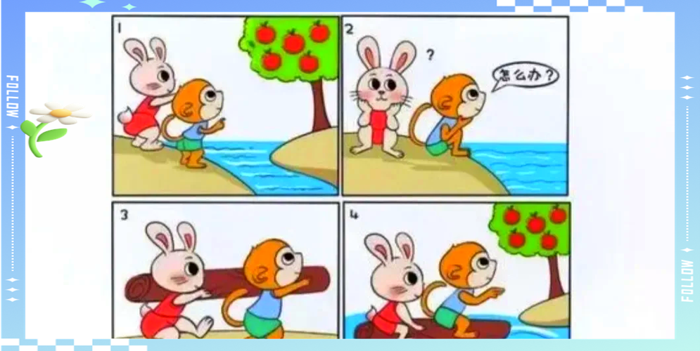 二年级小兔和小猴过河摘苹果