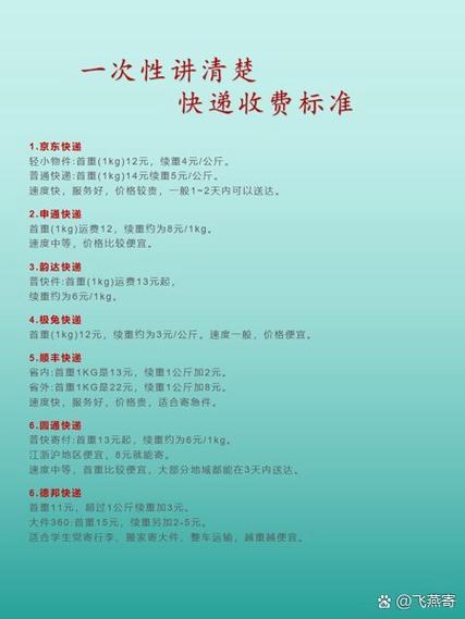 京东快递运费价格表缩略图