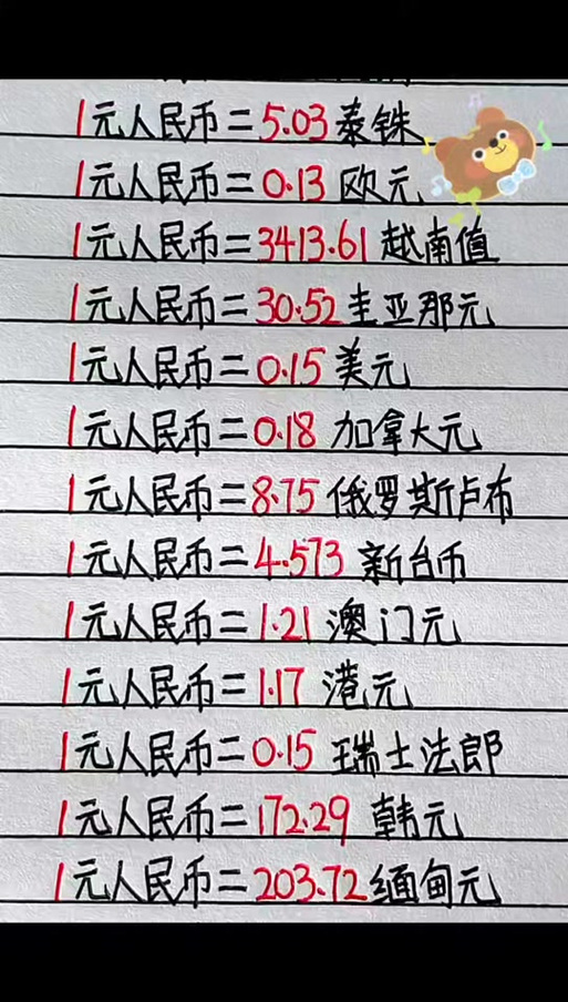 一元等于多少泰铢
