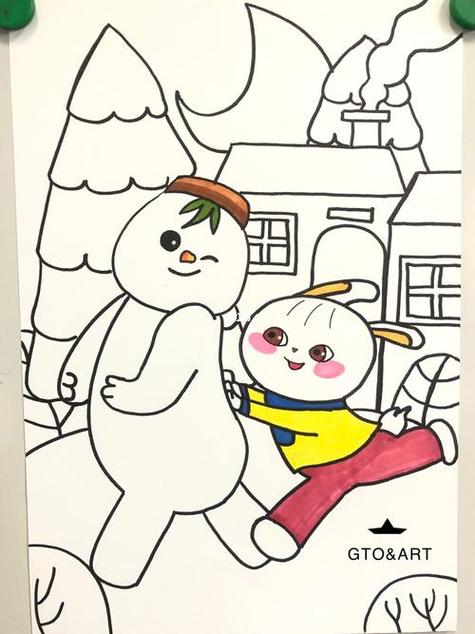 雪孩子儿童画