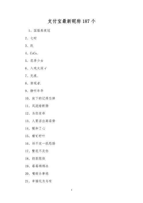 支付宝昵称名字