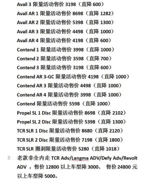 捷安特价格一览表2025