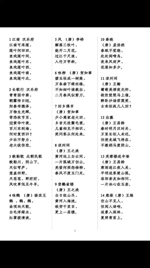 小学语文必背古诗词缩略图