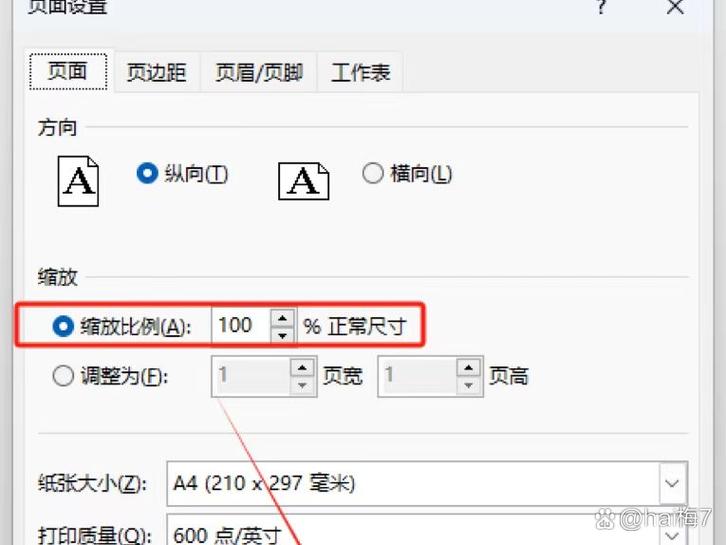 打印机缩放比例设置为默认
