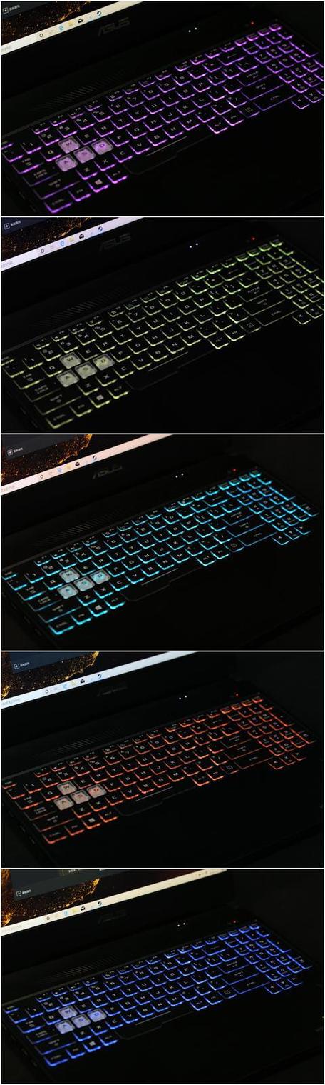 华硕飞行堡垒7键盘灯能换颜色吗