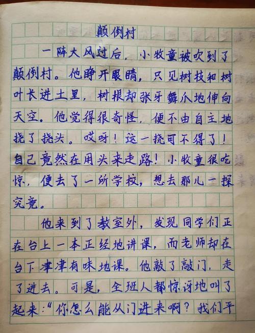 颠倒村奇遇记作文300字三年级