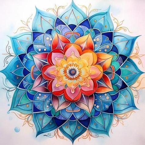彩色线条装饰画(花朵)
