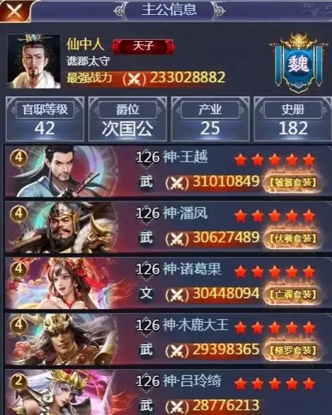 三国兵临天下神将列表