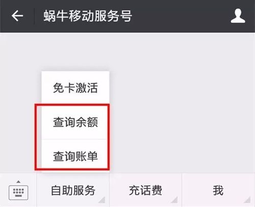 蜗牛移动微信交话费