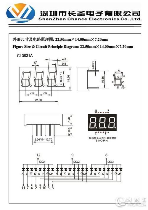 三位共阳数码管引脚