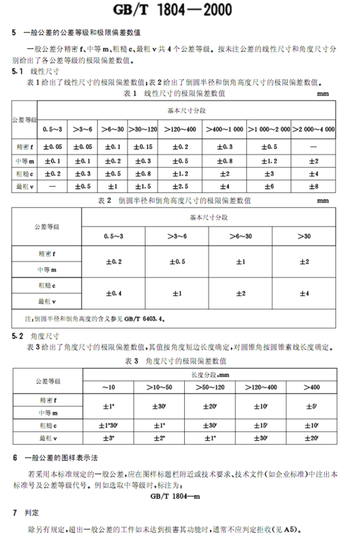 国标1804尺寸公差