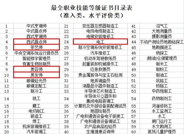 《国家职业技能目录》