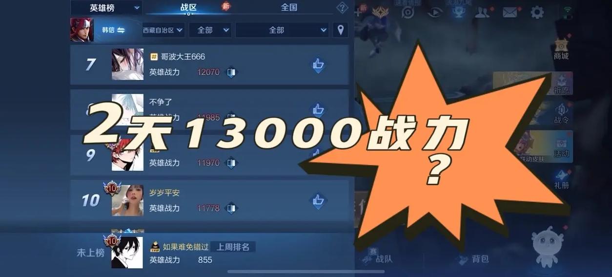 抖音英雄榜战力值怎么算
