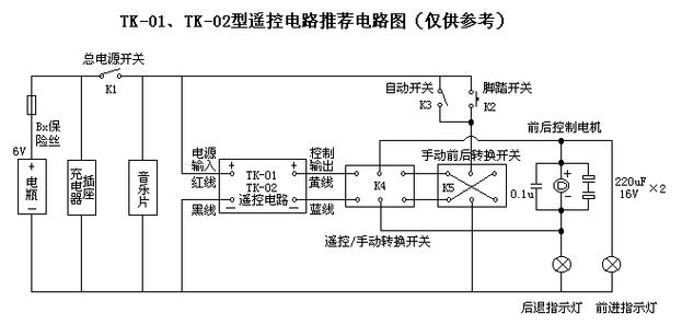 遥控车前进后退接线图说明