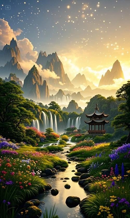 世外仙境水连天,桃源景色醉人间