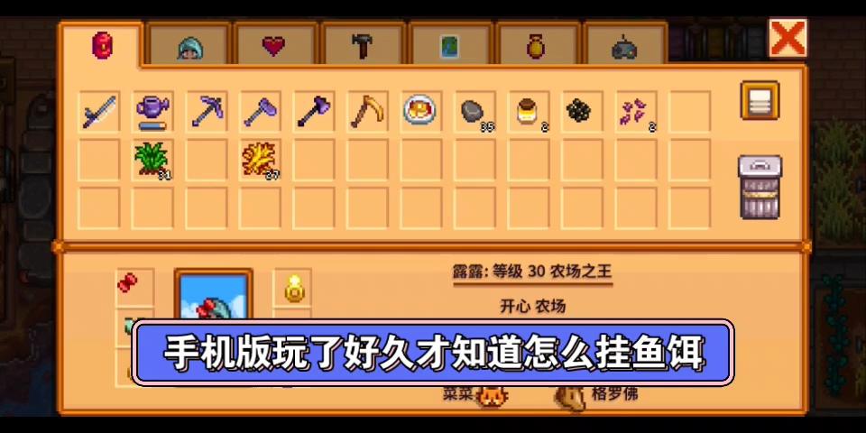 星露谷物语鱼饵如何挂到鱼钩上