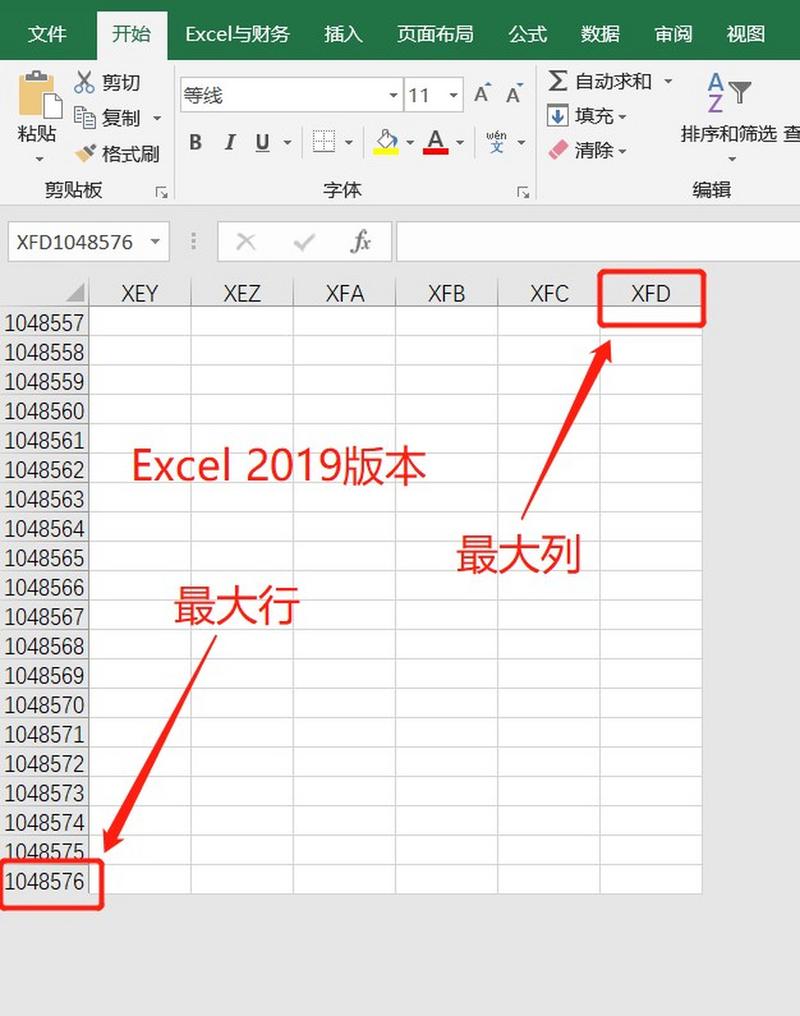 excel有多少行和列