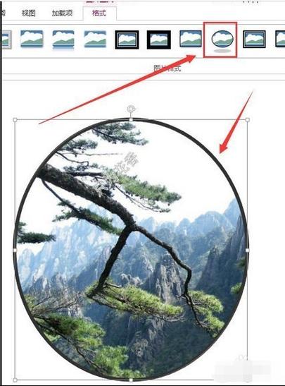怎么把照片放在圆框里