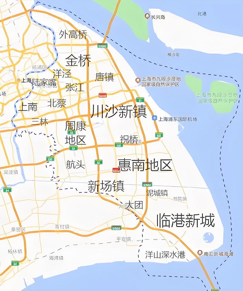 浦东新区36个街镇地图