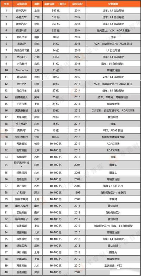 自动驾驶公司排名国内