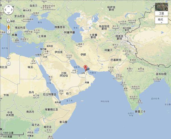 迪拜位于地图哪个位置