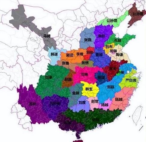 东汉末年诸侯割据图