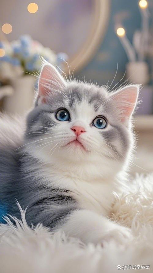 奶白色系壁纸小猫