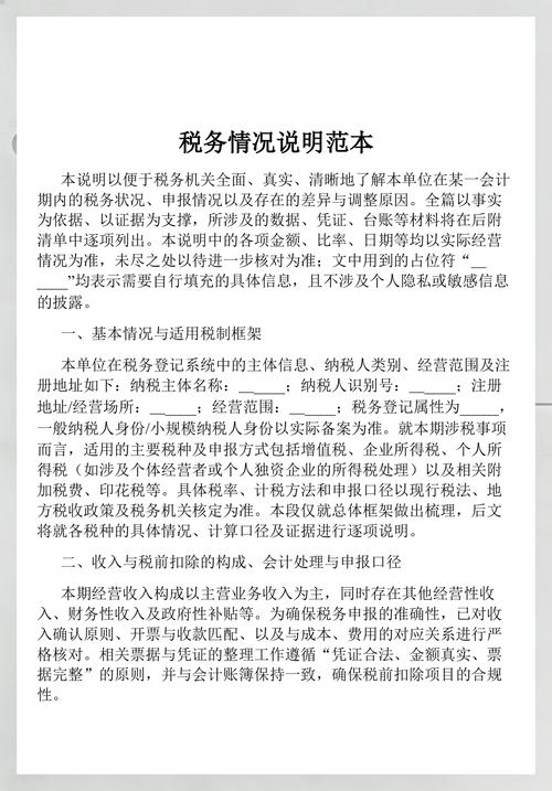 税务状况说明书范文