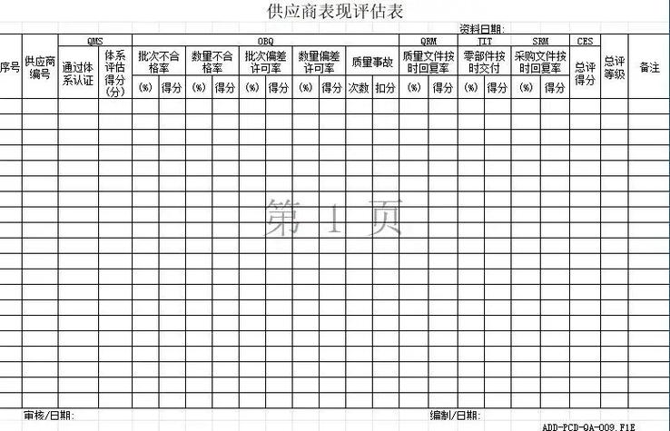 新供应商评审表
