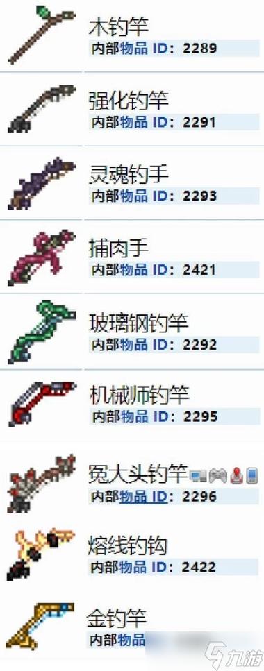 泰拉瑞亚钓鱼竿大全钓鱼竿合成表