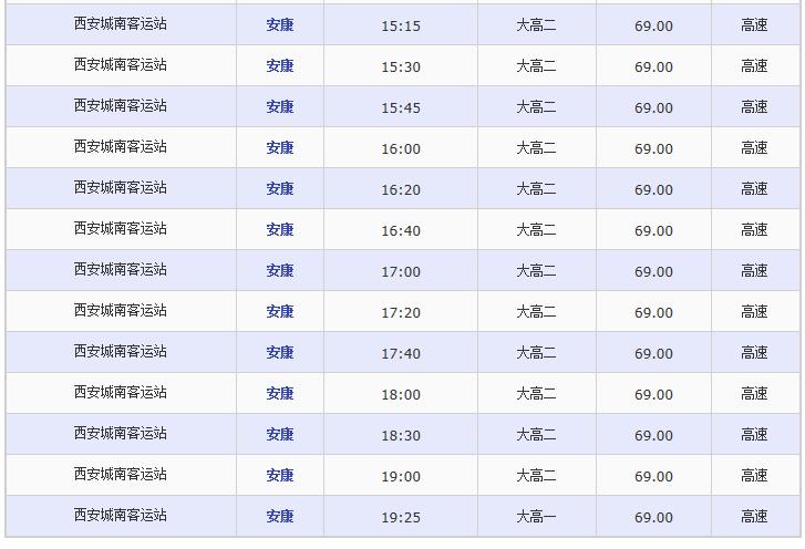 城南客运站发车时间